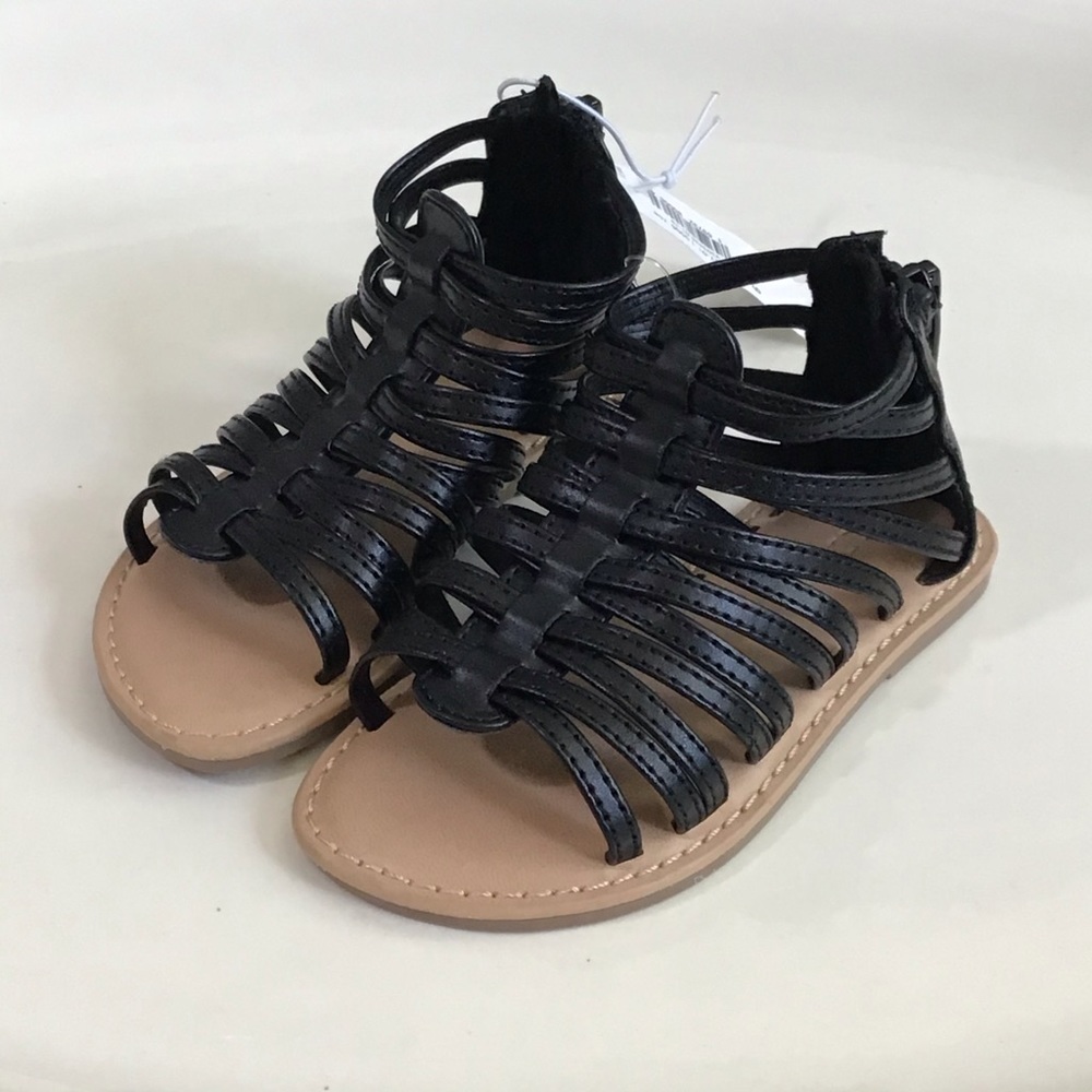NWT Old Navy toddler girl (6) black gladiator shoe